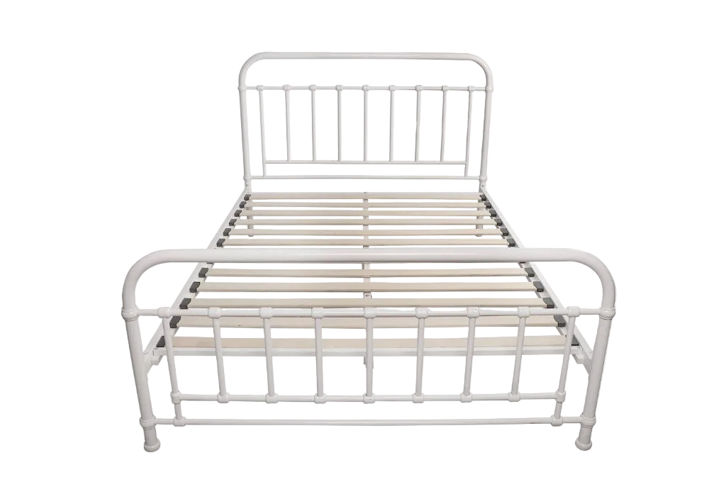 Akira Queen Metal Bed white