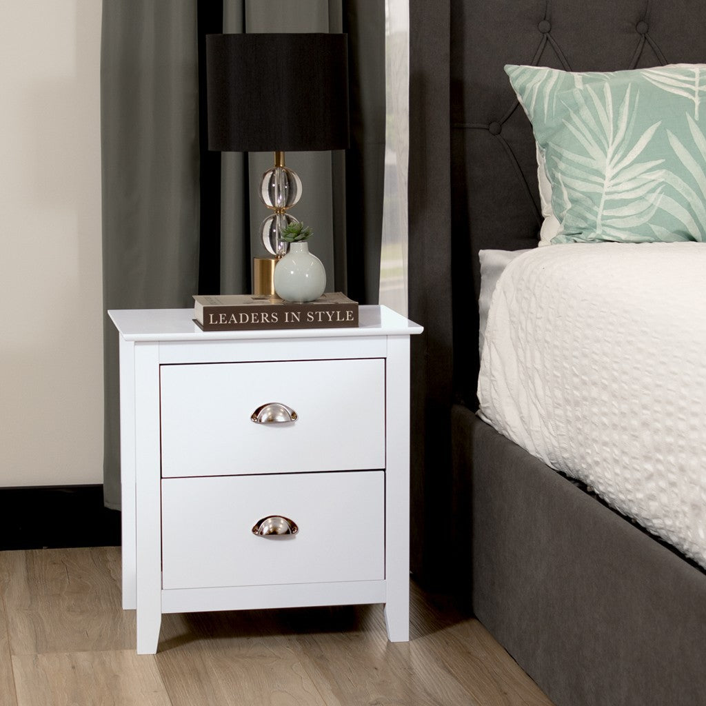 Costway 2 Drawer Bedside Table - White
