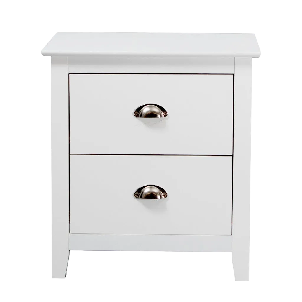 Costway 2 Drawer Bedside Table - White