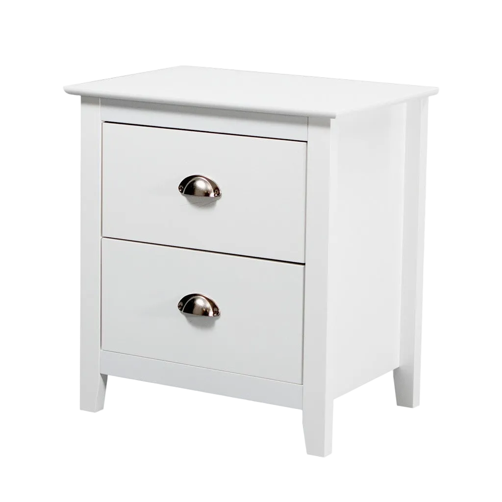 Costway 2 Drawer Bedside Table - White