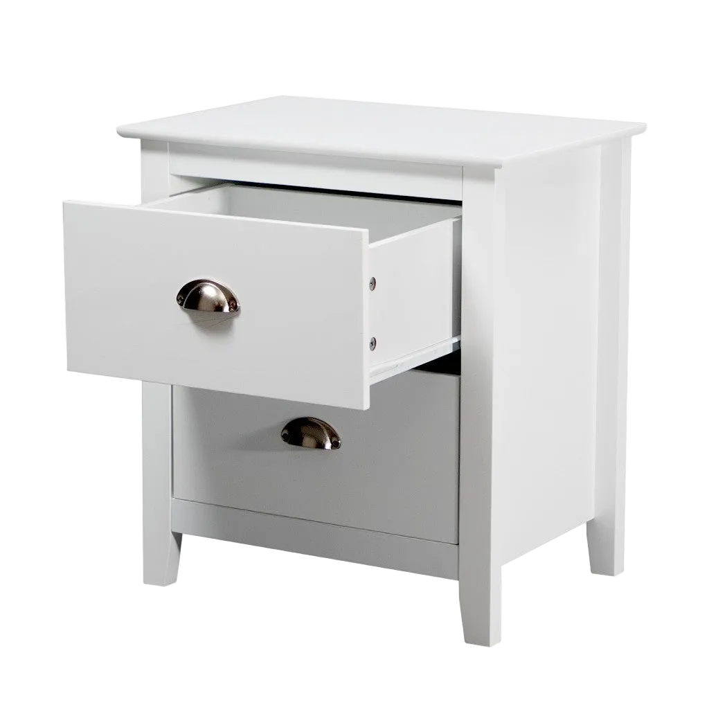 Costway 2 Drawer Bedside Table - White