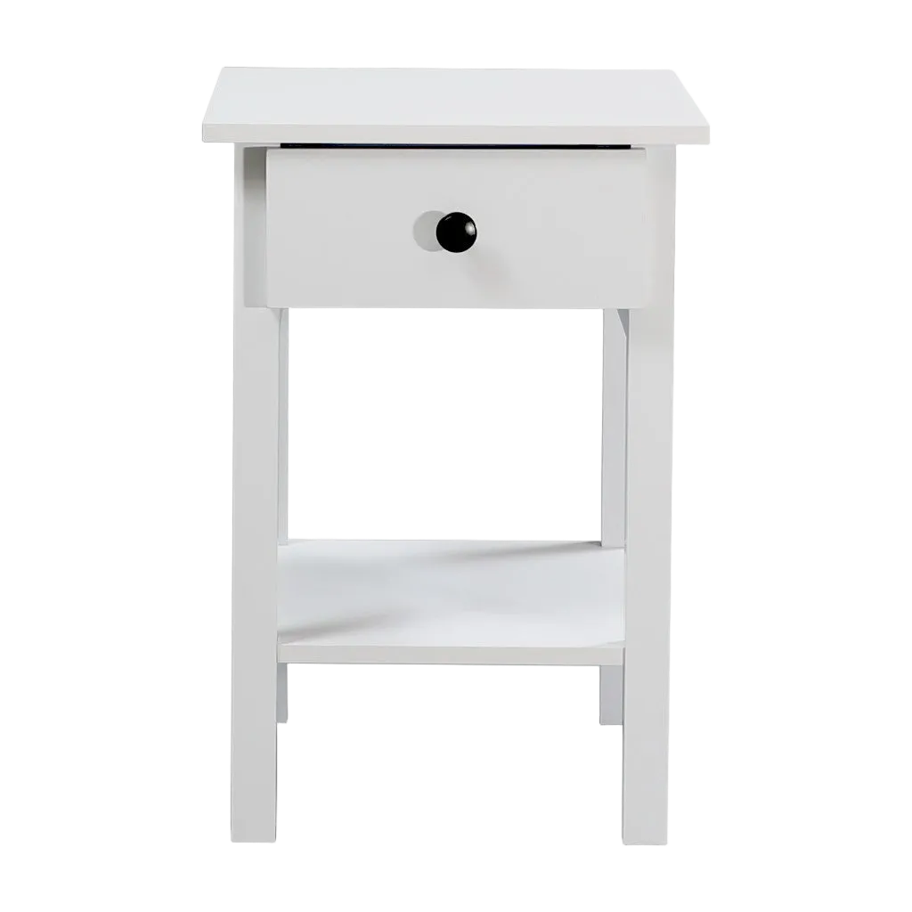 Declan 1 Drawer Bedside Table - Matte Black White