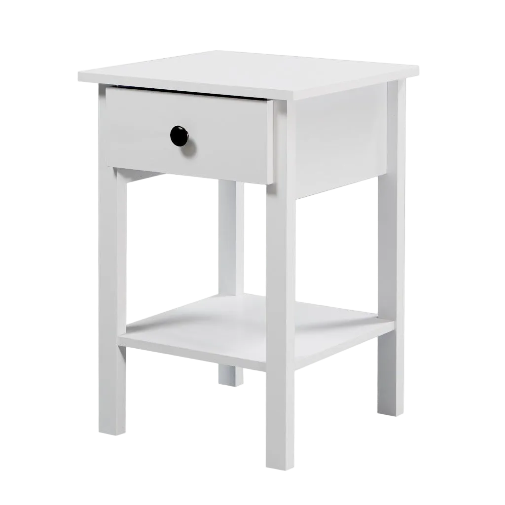 Declan 1 Drawer Bedside Table - Matte Black White