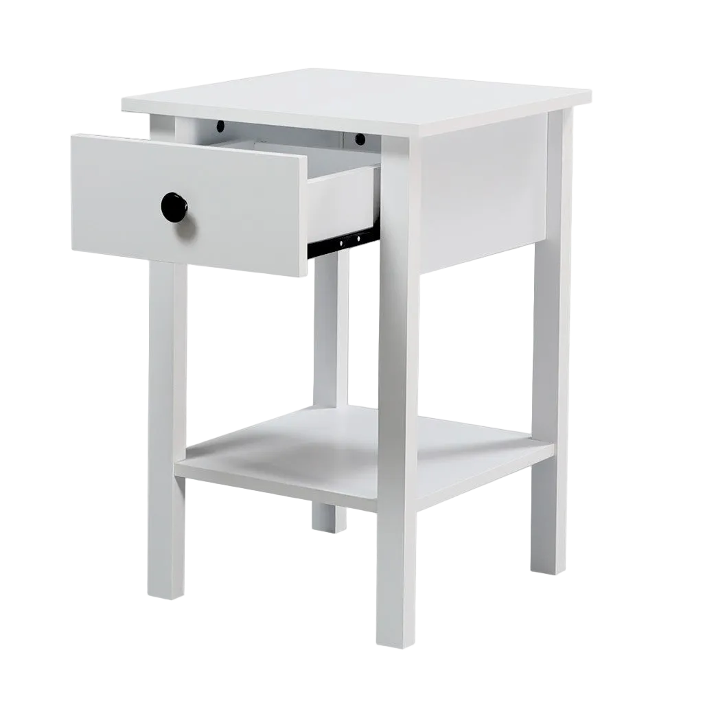 Declan 1 Drawer Bedside Table - Matte Black White