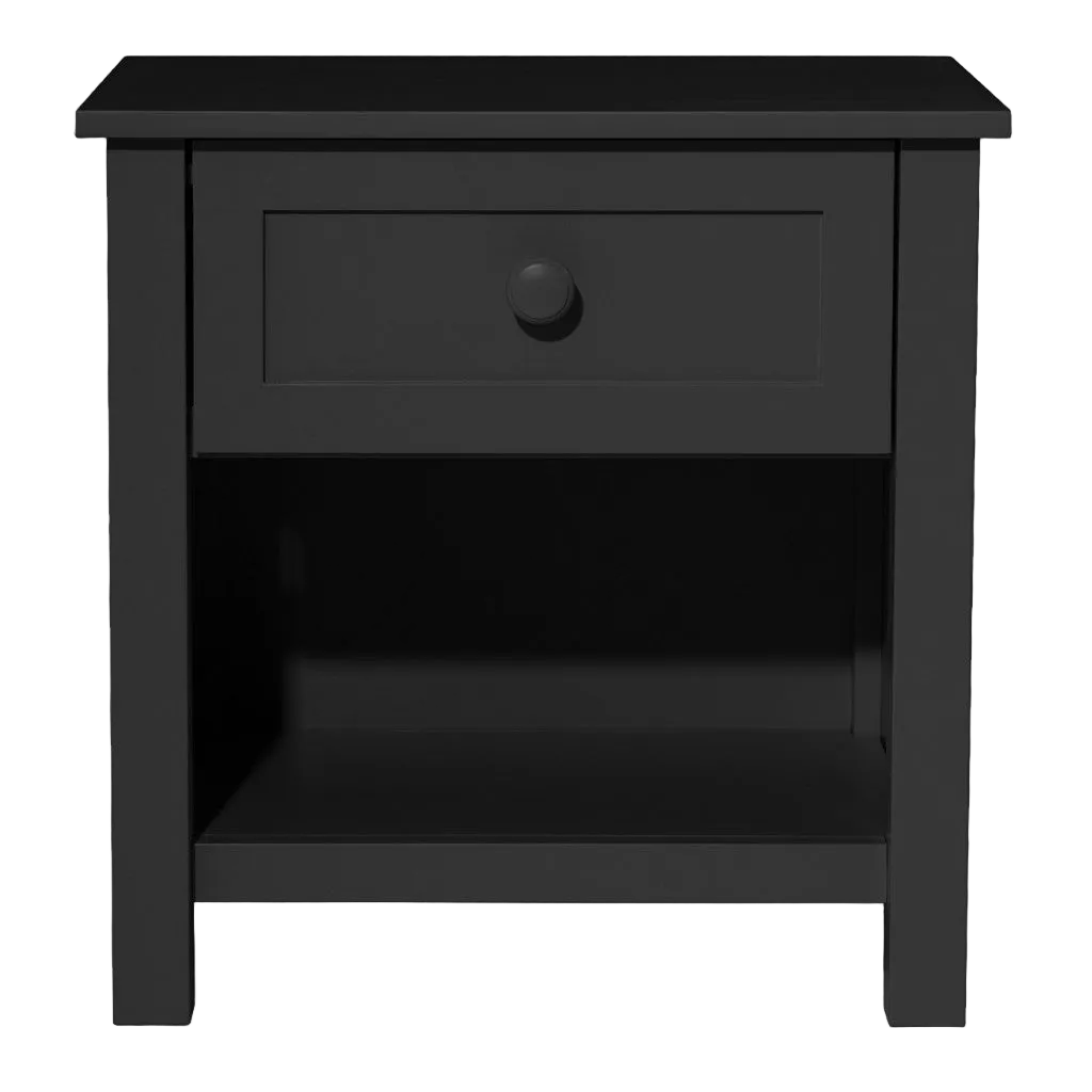Jesse 1 Drawer Bedside Table with Shelf - Black