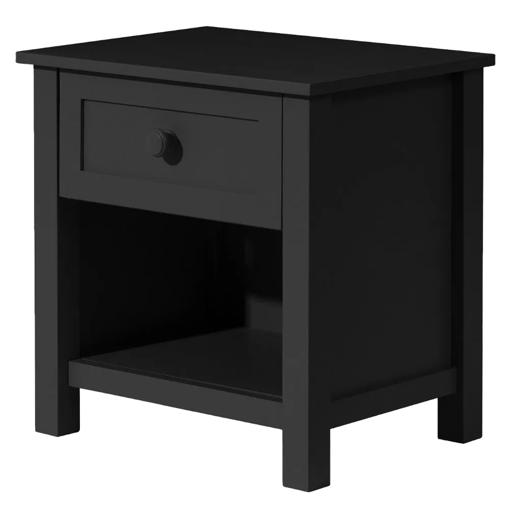 Jesse 1 Drawer Bedside Table with Shelf - Black