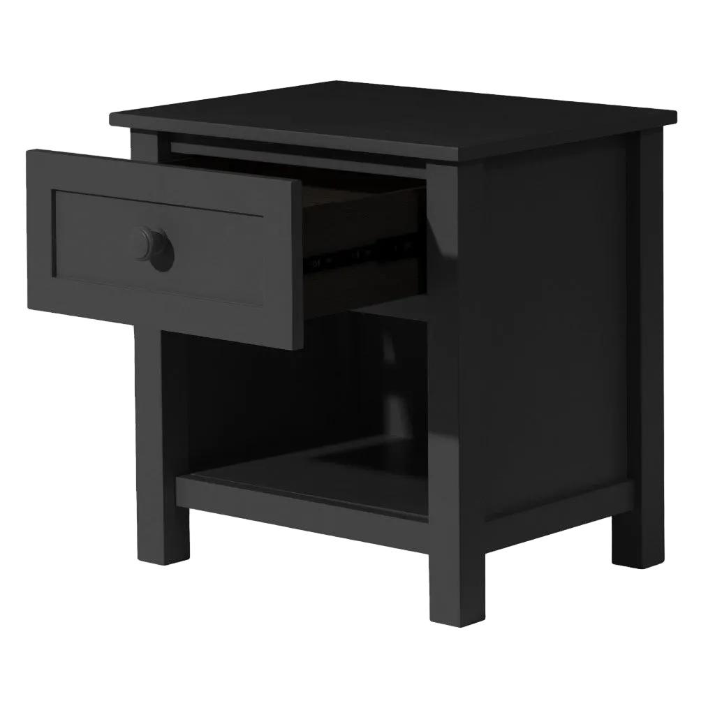 Jesse 1 Drawer Bedside Table with Shelf - Black