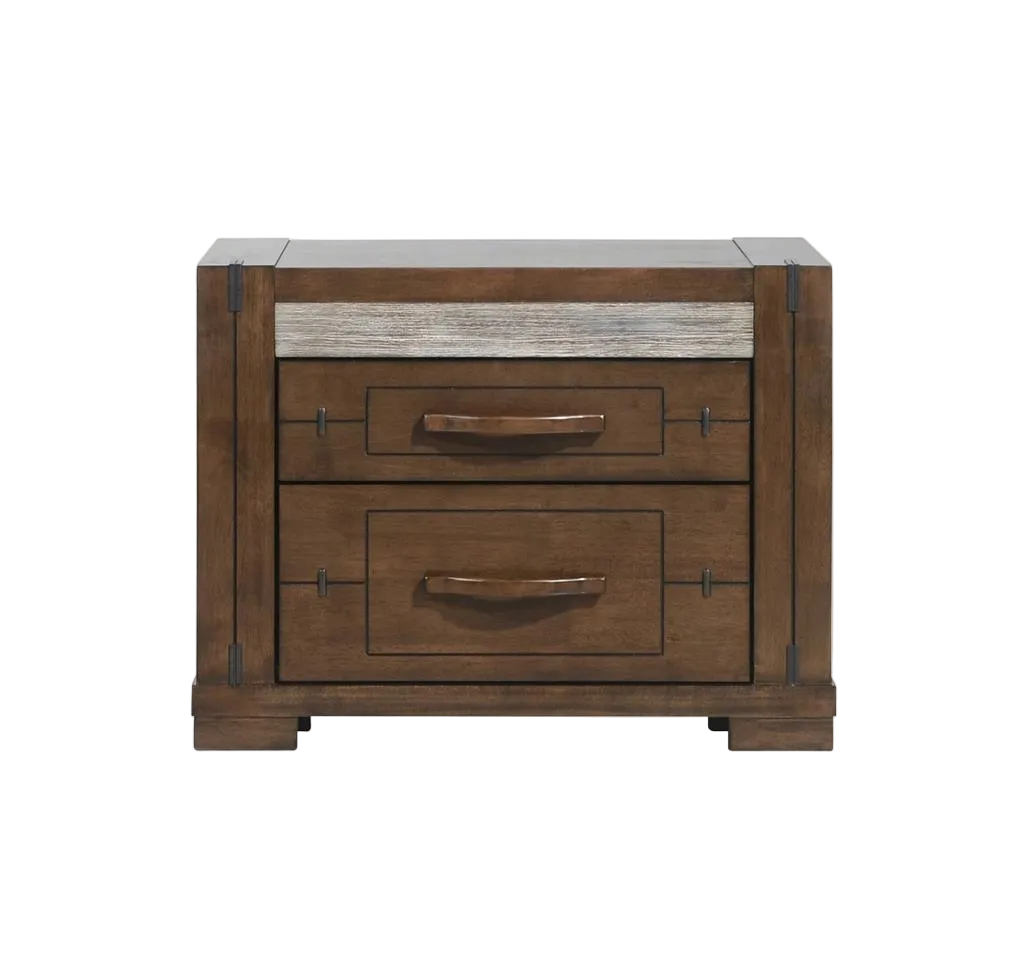 Kentucky 2 Drawer Bedside Table - Charcoal Grey