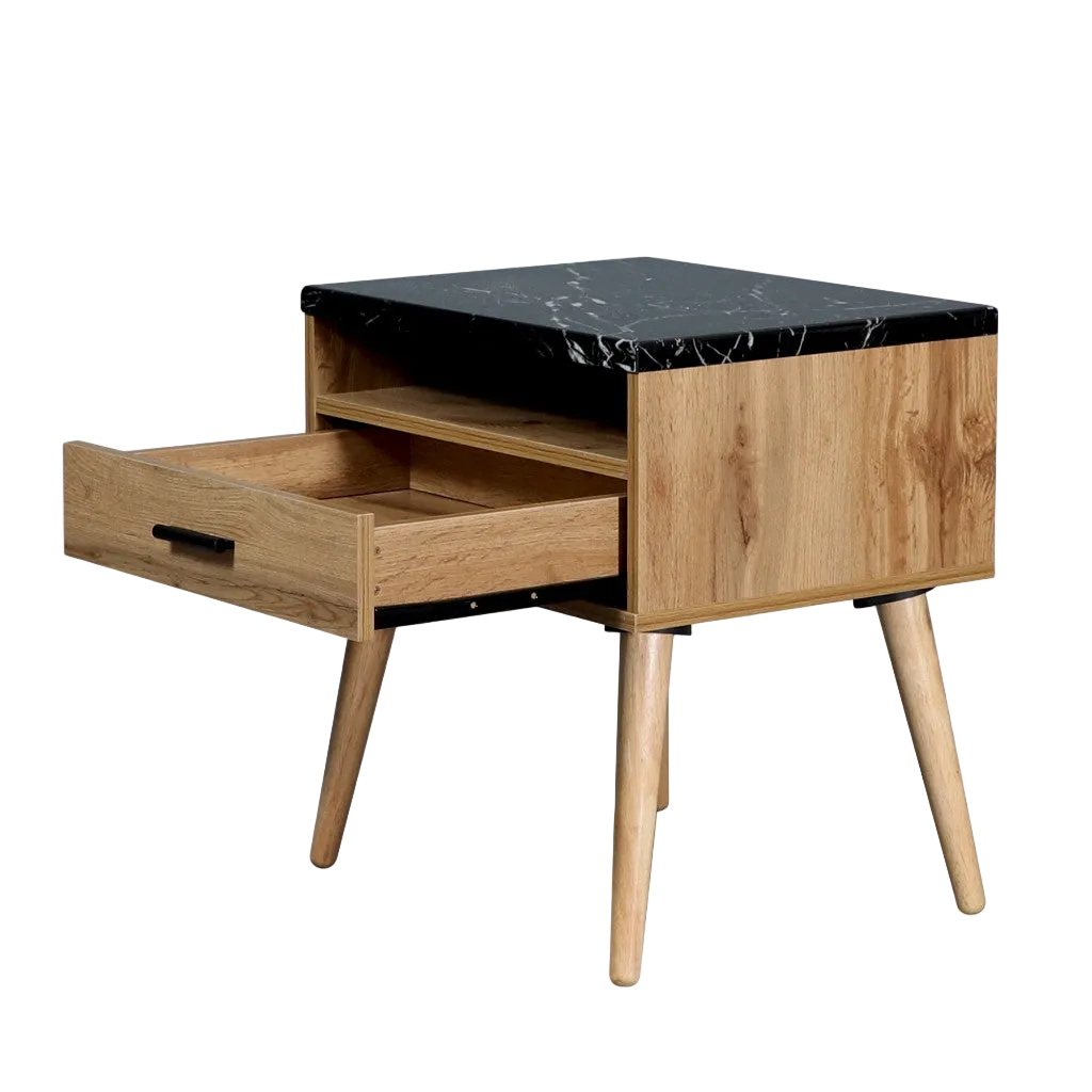 Marcello 1 Drawer Bedside Table - Wotan Oak