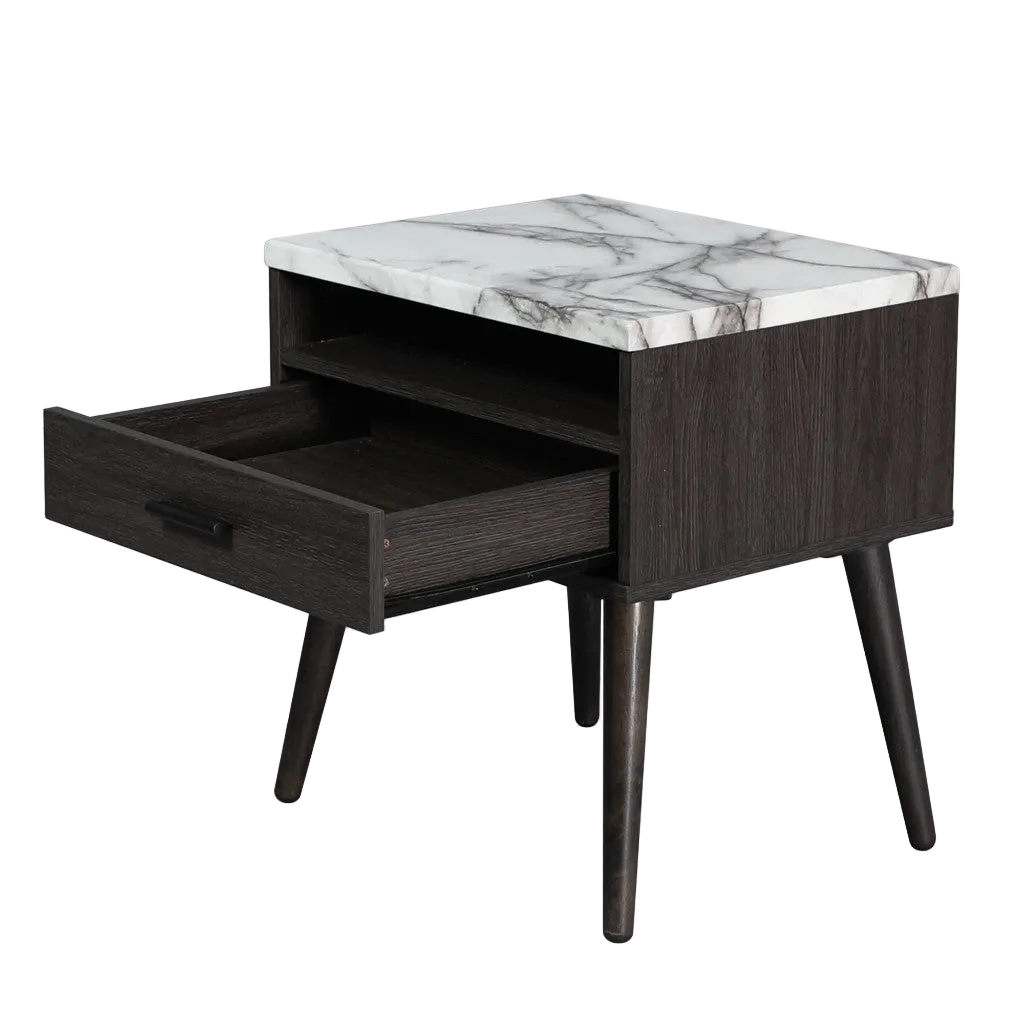 Marcello 1 Drawer Bedside Table - Espresso
