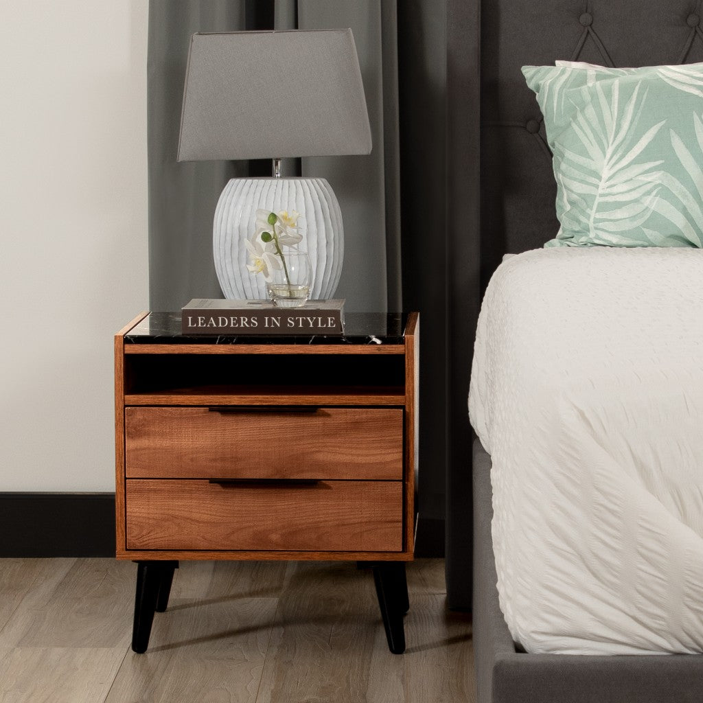 Thelma 2 Drawer Bedside Table - Mango Oak