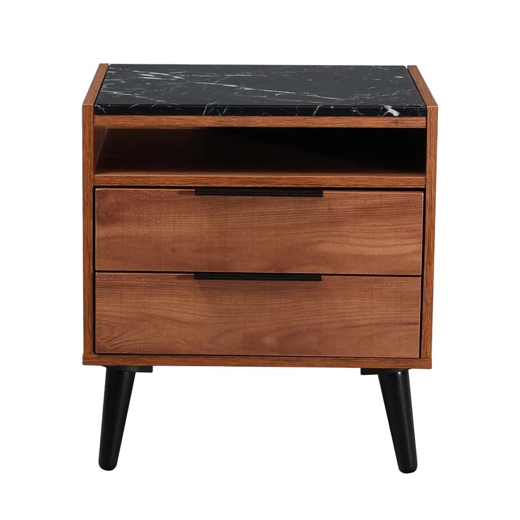 Thelma 2 Drawer Bedside Table - Mango Oak