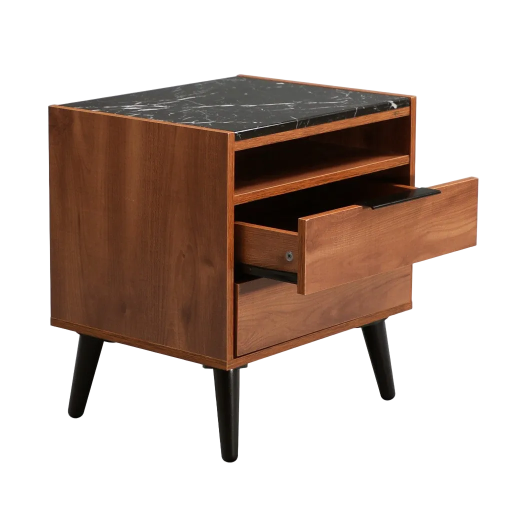 Thelma 2 Drawer Bedside Table - Mango Oak