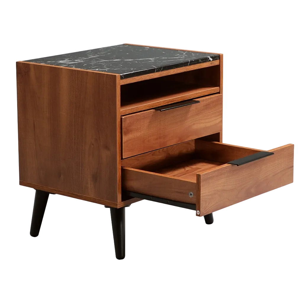 Thelma 2 Drawer Bedside Table - Mango Oak