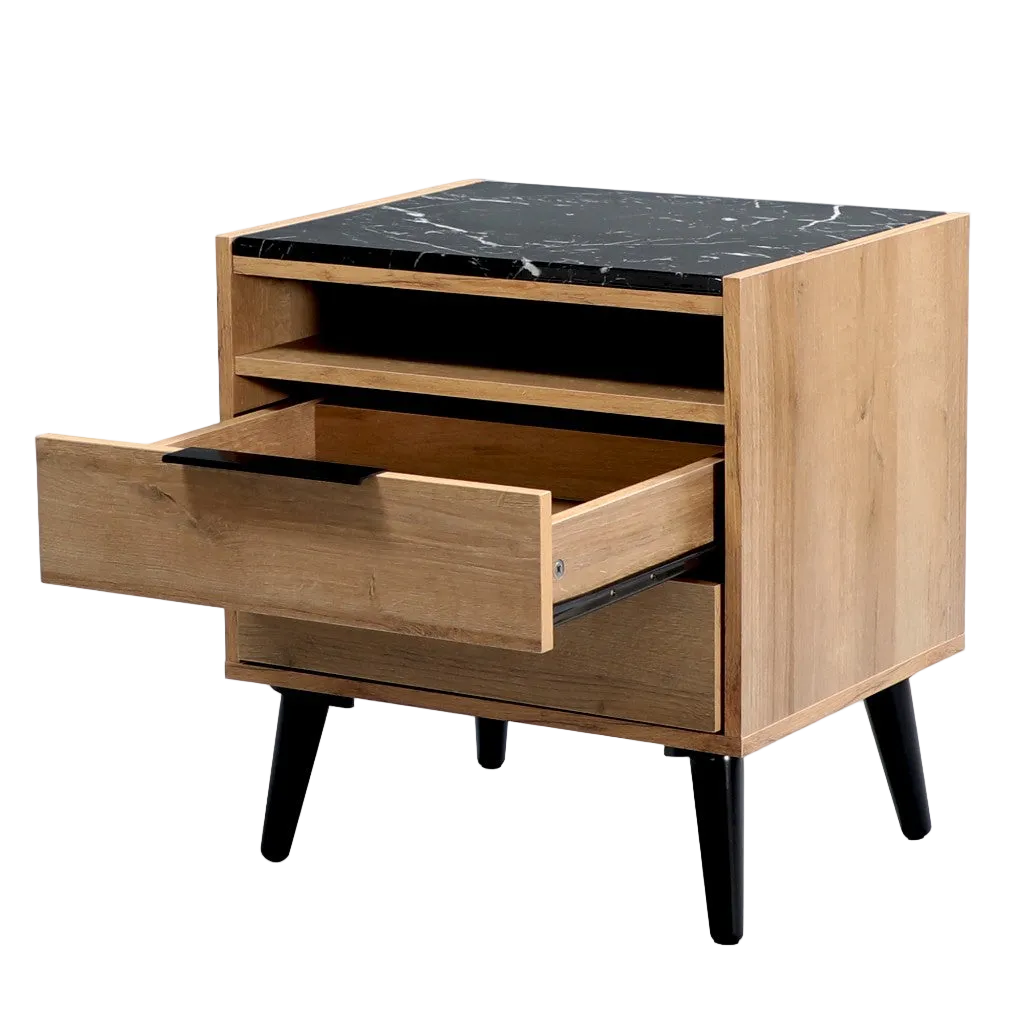 Thelma 2 Drawer Bedside Table - Riviera Oak