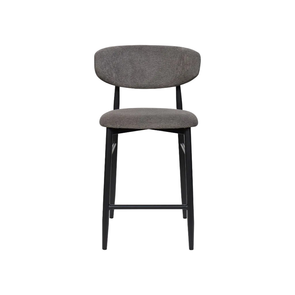 Louis Fabric Bar Stool - Dark Grey Black