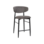 Louis Fabric Bar Stool - Dark Grey Black