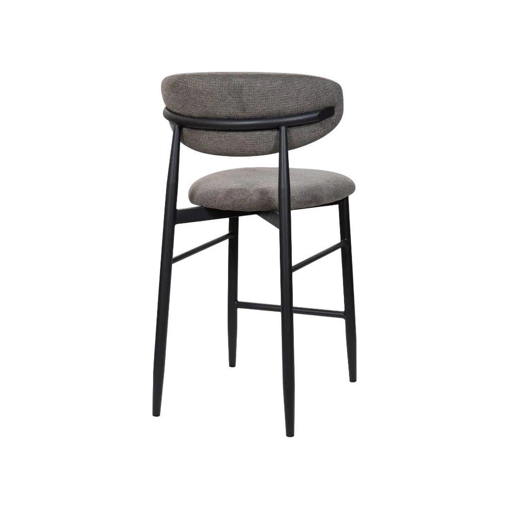 Louis Fabric Bar Stool - Dark Grey Black