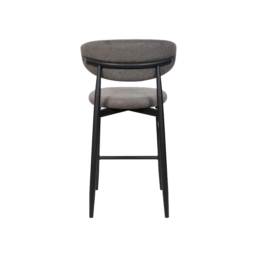 Louis Fabric Bar Stool - Dark Grey Black