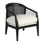 Willow Black Rattan Arm Chair - White Linen